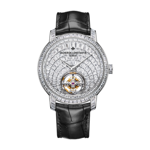 Vacheron Constantin Traditionnelle Tourbillon High Jewellery Diamond Pave White Gold Alligator Leather 41mm