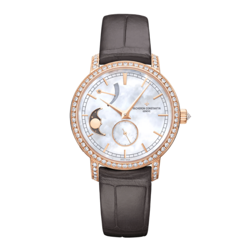 Vacheron Constantin Traditionnelle Moon Phase Mother of Pearl Rose Gold Alligator Leather 36mm