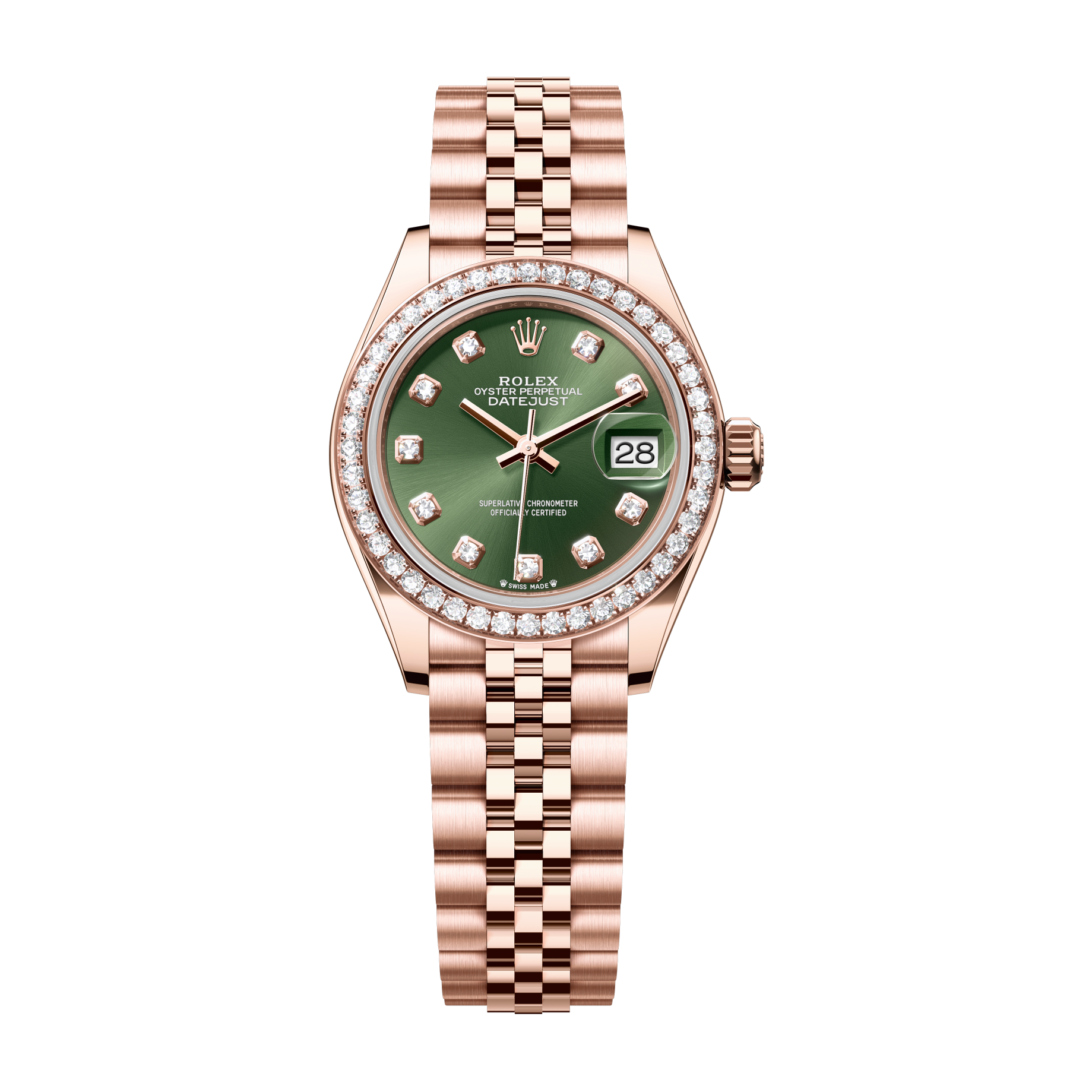 Rolex Lady-Datejust Green Rose Gold 28mm