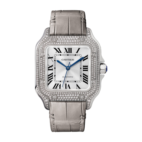Cartier Santos de Cartier Medium White Gold Leather 35.1mm