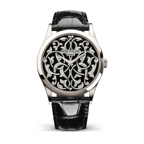 Patek Philippe Calatrava Black Platinum Alligator Leather 38mm