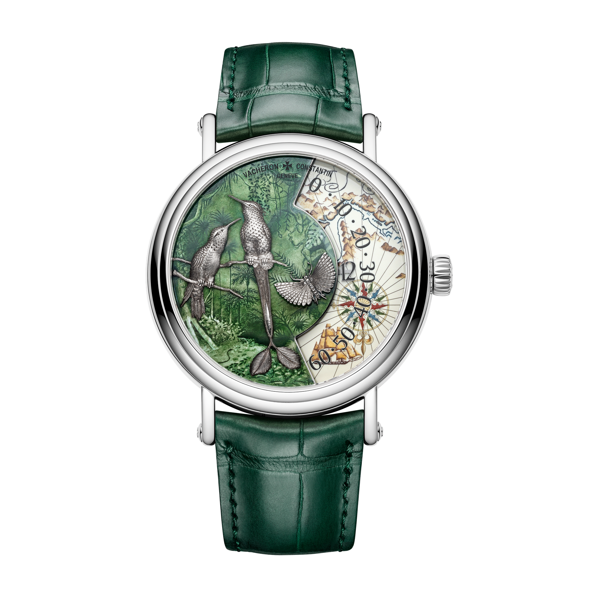 Vacheron Constantin Métiers d'Art Tribute to Explorer Naturalists Gold White Gold Alligator Leather 41mm