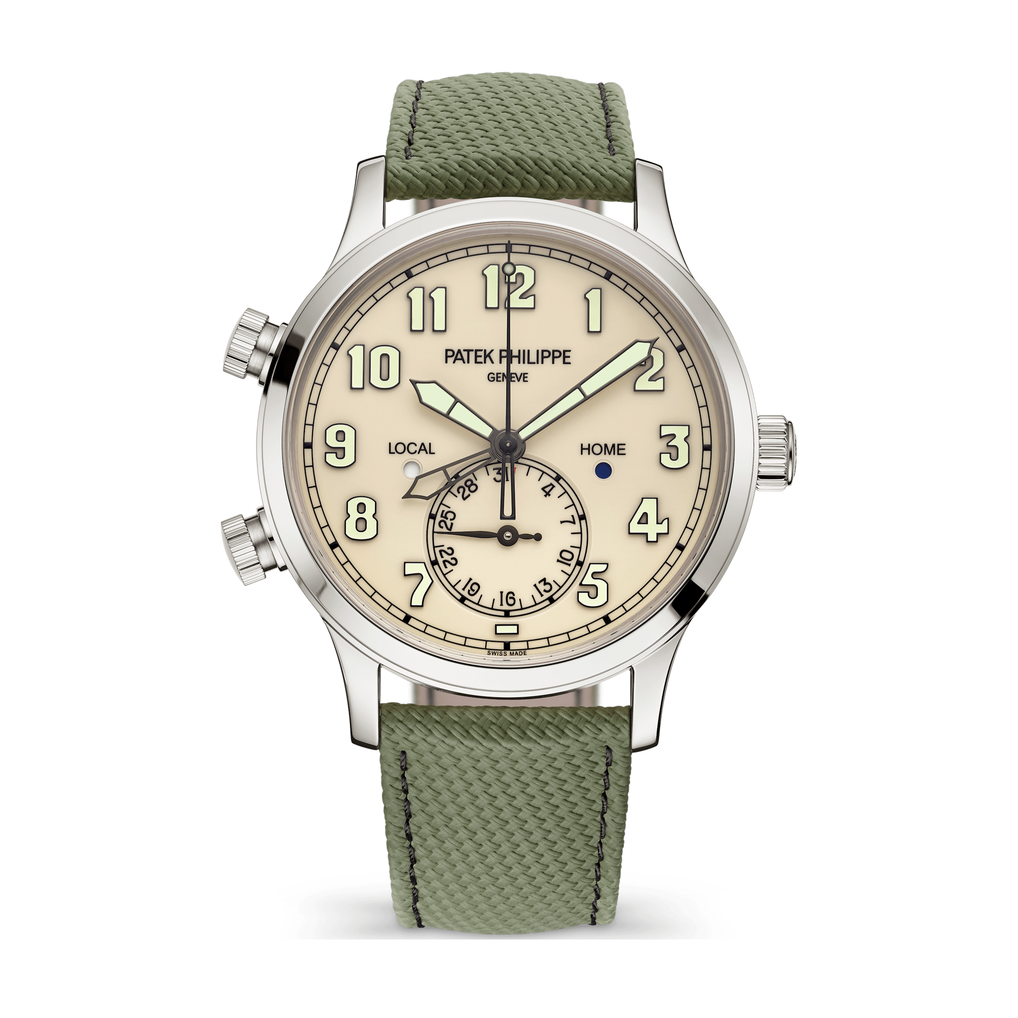 Patek Philippe Complications Calatrava Pilot Travel Time Ivory White Gold Rubber 42mm