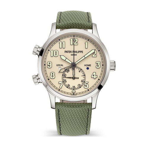 Patek Philippe Complications Calatrava Pilot Travel Time Ivory White Gold Rubber 42mm