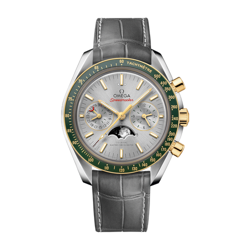 Omega Speedmaster Moonphase Grey Two-Tone Alligator Leather 44.3mm