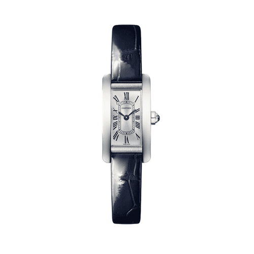 Cartier Tank Américaine Silver Steel Alligator Leather 15.2mm