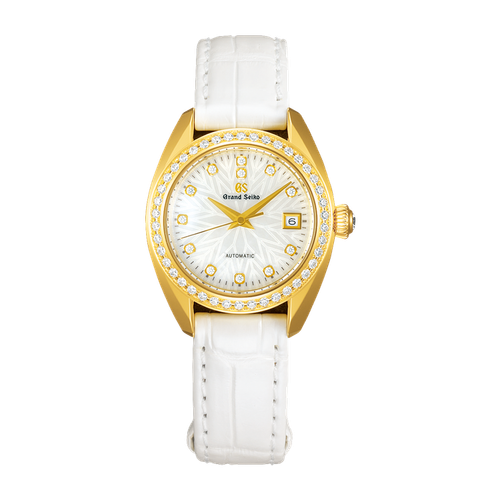 Grand Seiko Heritage Refined Essentials White Yellow Gold Alligator Leather 28.7mm