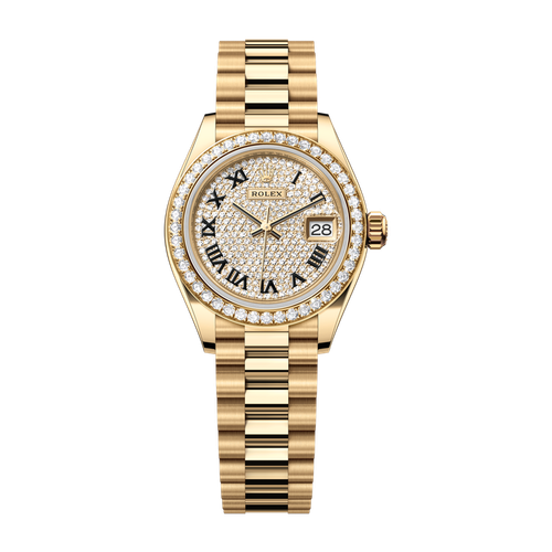 Rolex Lady-Datejust Diamond Pave Yellow Gold 28mm