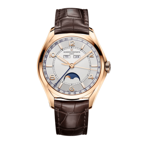 Vacheron Constantin Fiftysix Complete Calendar Silver Rose Gold Alligator Leather 40mm