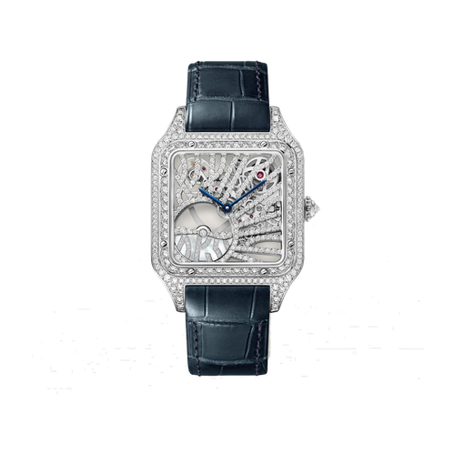 Cartier Santos-Dumont Skeleton White Gold Alligator Leather 31.9mm