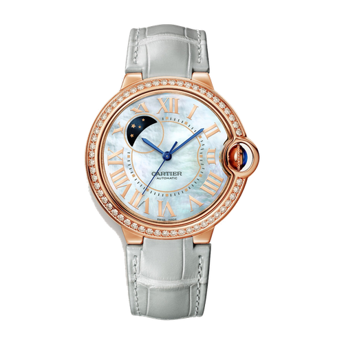 Cartier Ballon Bleu 36 mm Mother of Pearl Rose Gold Alligator Leather 36mm