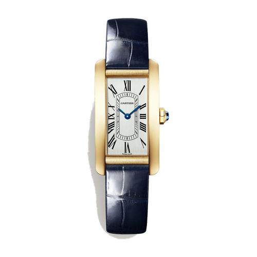 Cartier Tank Américaine Silver Yellow Gold Alligator Leather 19.4mm