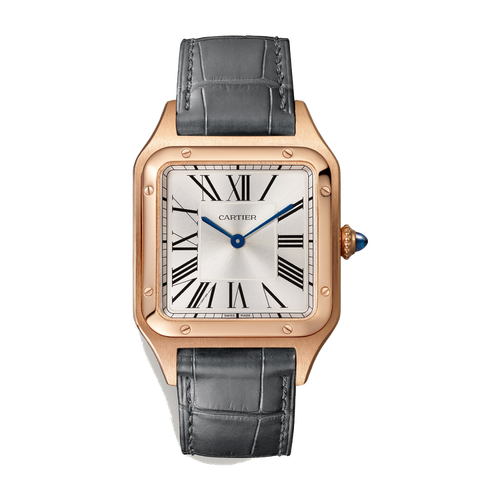 Cartier Santos-Dumont Large Silver Rose Gold Alligator Leather 31.4mm
