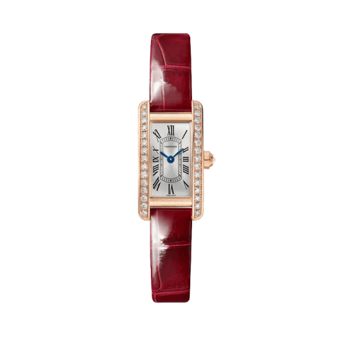Cartier Tank Américaine Silver Rose Gold Alligator Leather 15.2mm
