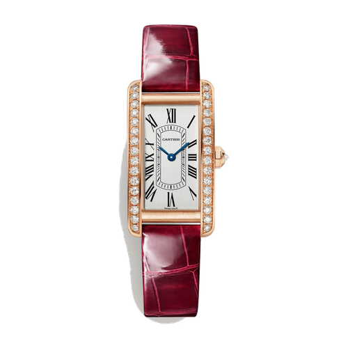 Cartier Tank Américaine Silver Rose Gold Alligator Leather 19.4mm