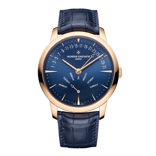 Vacheron Constantin Patrimony Retrograde Day-date Blue Rose Gold Alligator Leather 42.5mm