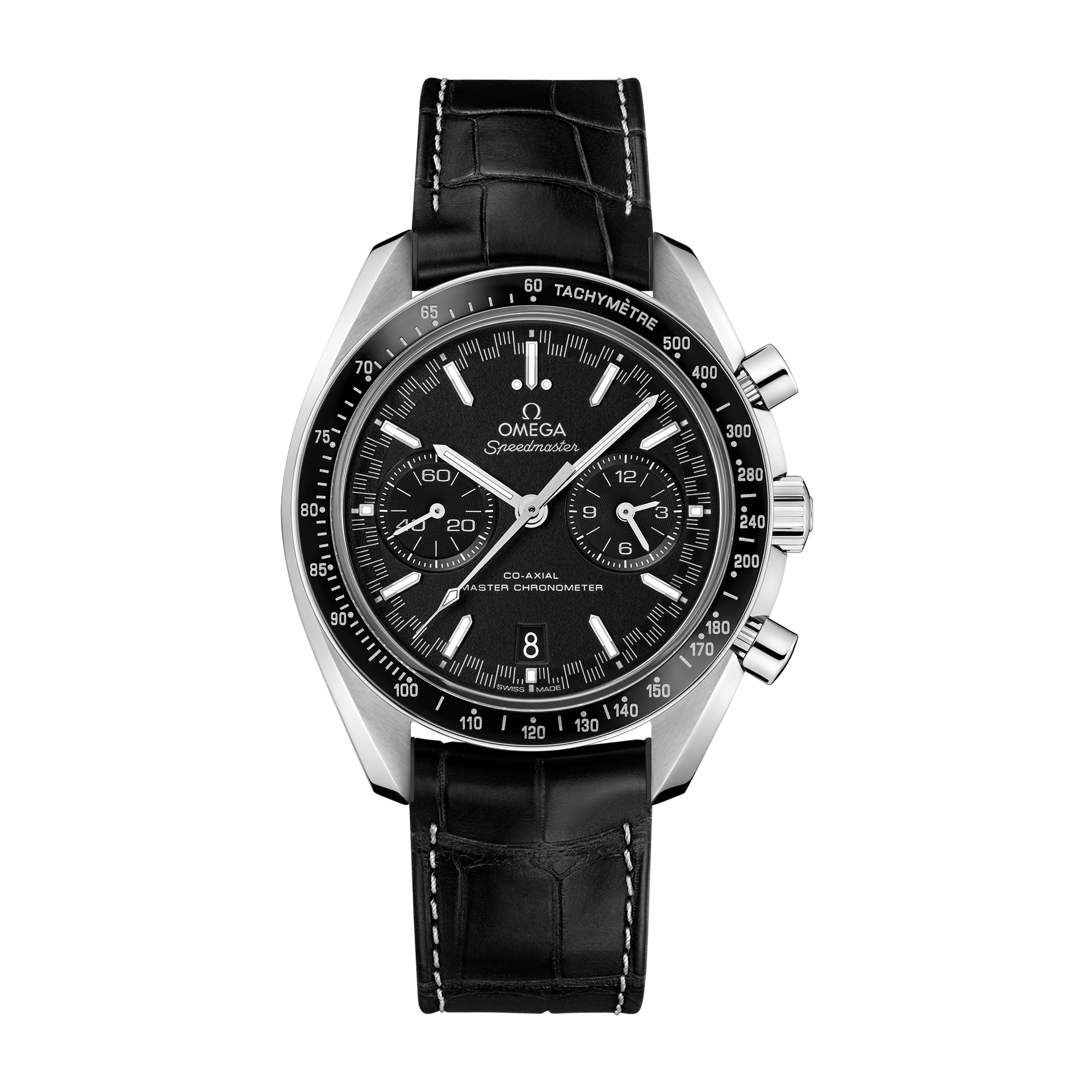 Omega Speedmaster Racing Black Steel Alligator Leather 44.3mm
