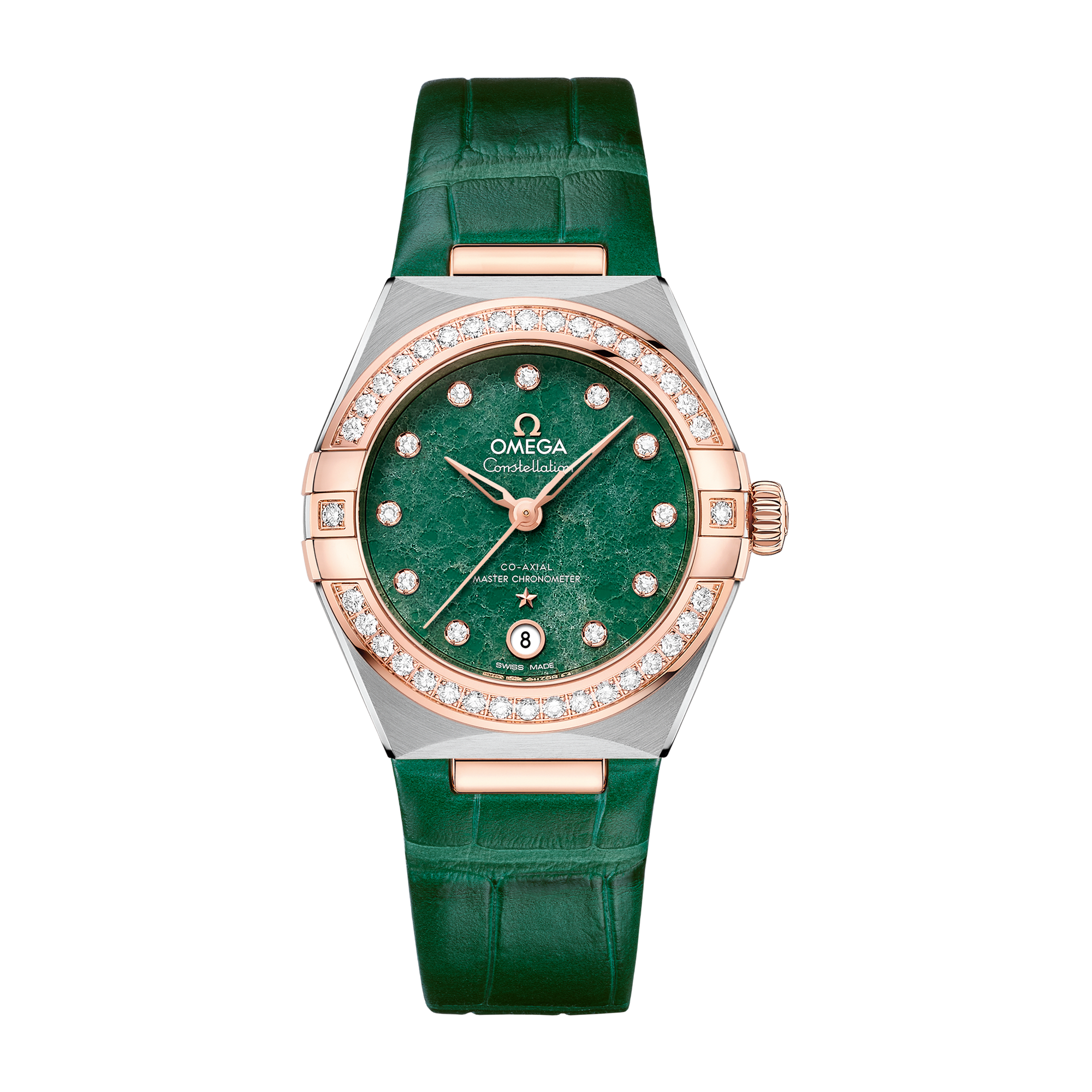 Omega Constellation Green Two-Tone Alligator Leather 29mm