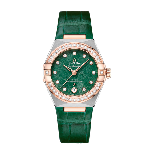 Omega Constellation Green Two-Tone Alligator Leather 29mm