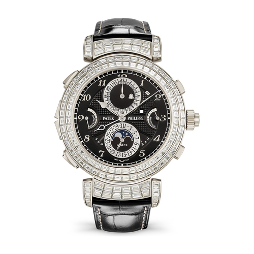 Patek Philippe Grand Complications Grandmaster Chime Black White Gold Alligator Leather 49.4mm