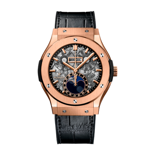 Hublot Classic Fusion Skeleton King Gold Alligator Leather 45mm
