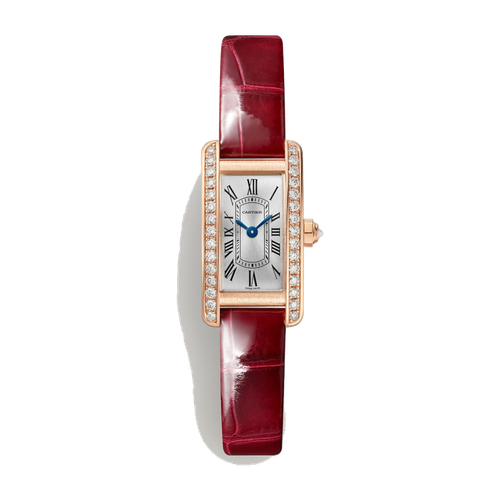 Cartier Tank Américaine Silver Rose Gold Alligator Leather 15.2mm