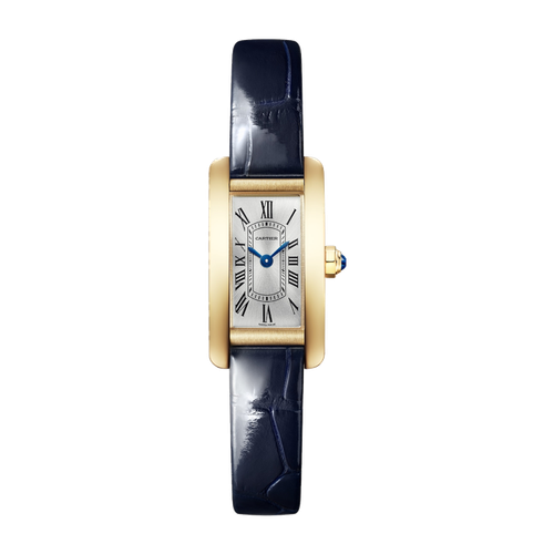 Cartier Tank Américaine Silver Yellow Gold Alligator Leather 15.2mm