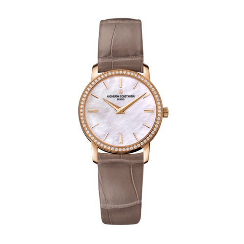 Vacheron Constantin Traditionnelle Quartz Mother of Pearl Rose Gold Alligator Leather 30mm