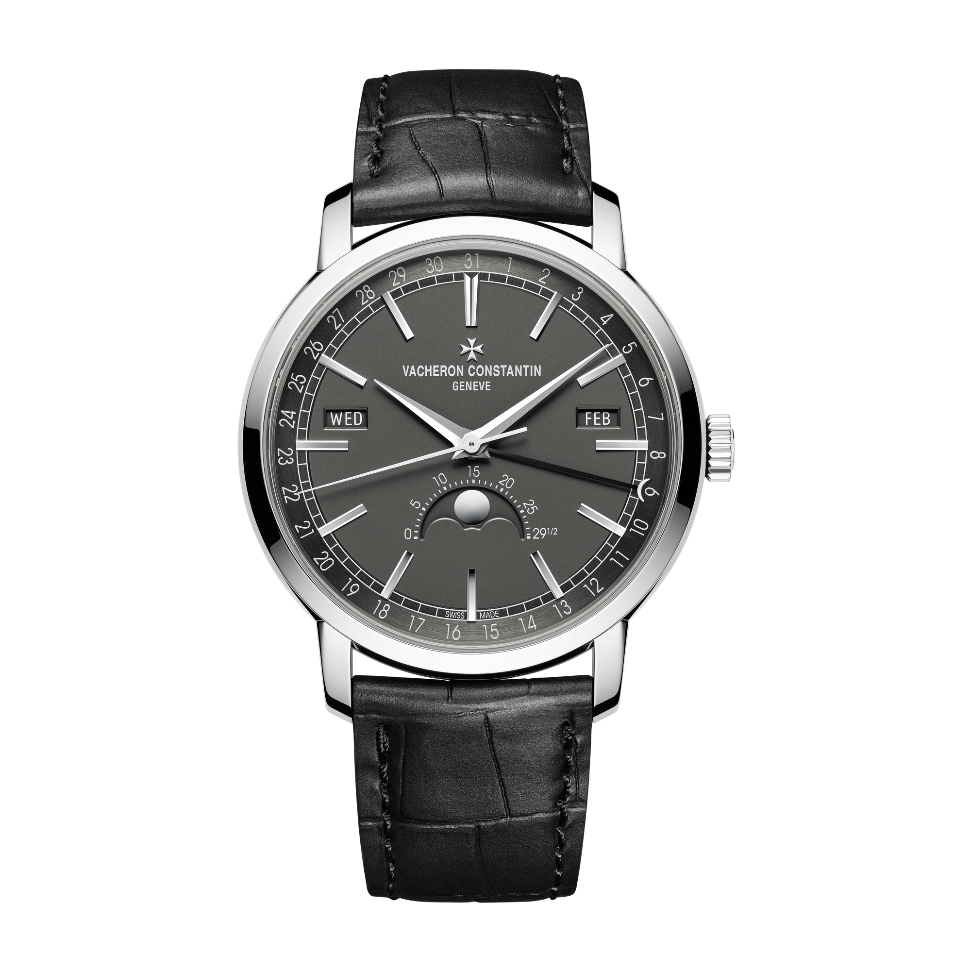 Vacheron Constantin Traditionnelle Complete Calendar Dark Grey White Gold Alligator Leather 41mm