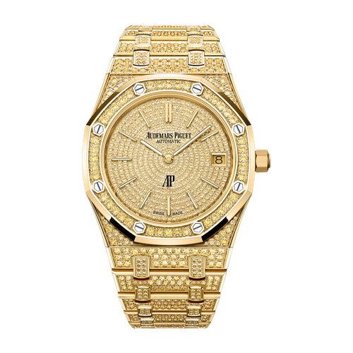 Audemars Piguet "Jumbo" Royal Oak Extra-Thin Diamond Pave Yellow Gold 39mm