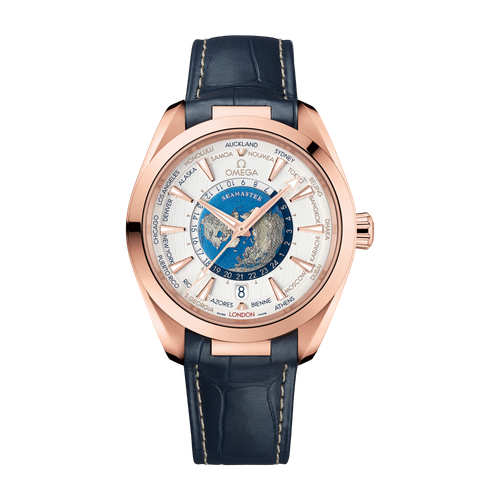 Omega Seamaster Aqua Terra 150M Silver Rose Gold Alligator Leather 43mm