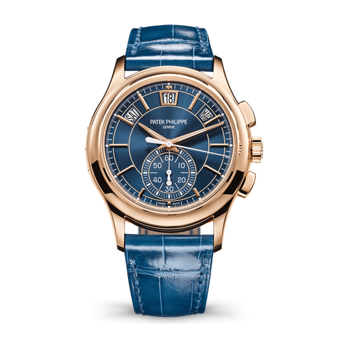 Patek Philippe Complications Blue Rose Gold Alligator Leather 42mm