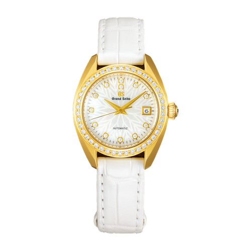 Grand Seiko Heritage Refined Essentials White Yellow Gold Alligator Leather 28.7mm