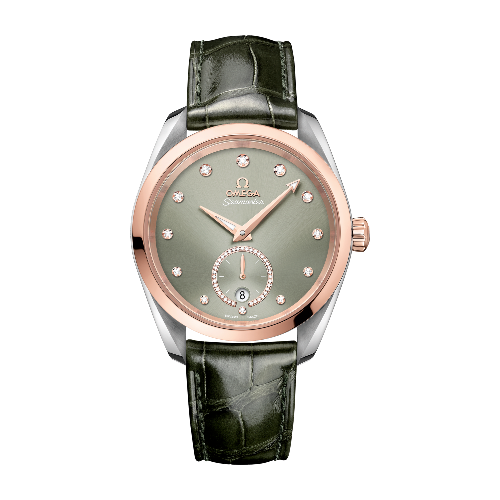 Omega Seamaster Aqua Terra 150M Green Two-Tone Alligator Leather 38mm