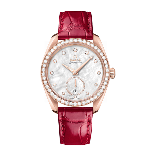 Omega Seamaster Aqua Terra 150M White Rose Gold Alligator Leather 38mm