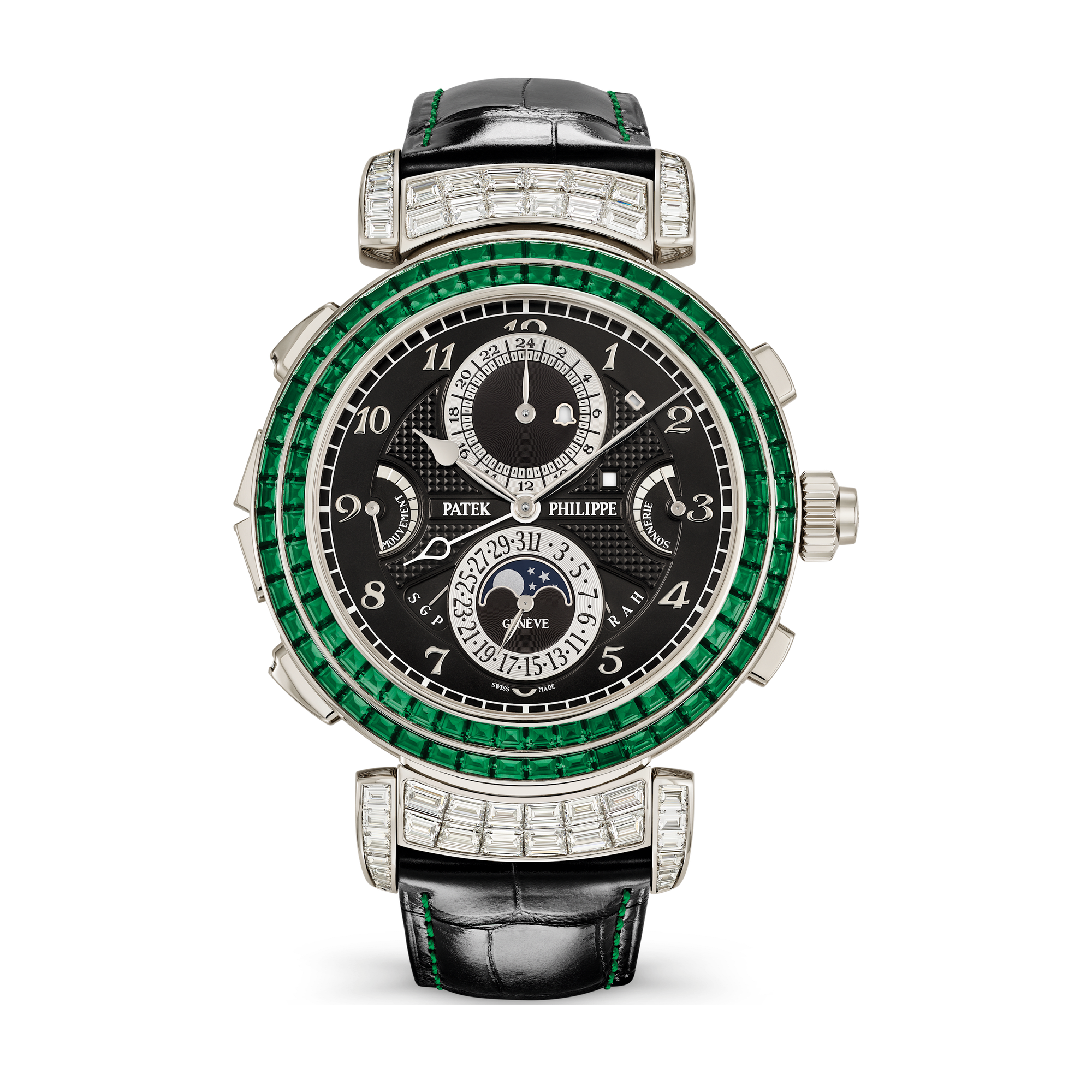 Patek Philippe Grand Complications Grandmaster Chime Black White Gold Alligator Leather 49.4mm