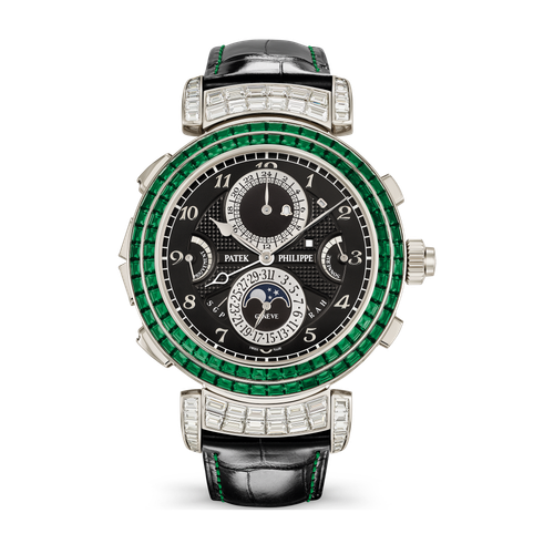 Patek Philippe Grand Complications Grandmaster Chime Black White Gold Alligator Leather 49.4mm