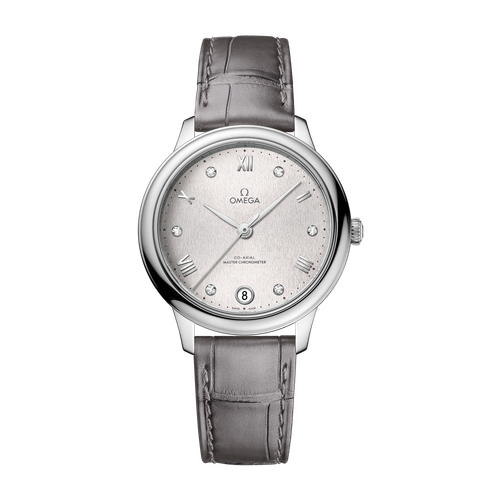 Omega De Ville Prestige Silver Steel Alligator Leather 34mm