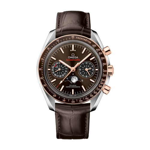 Omega Speedmaster Moonphase Brown Two-Tone Alligator Leather 44.3mm