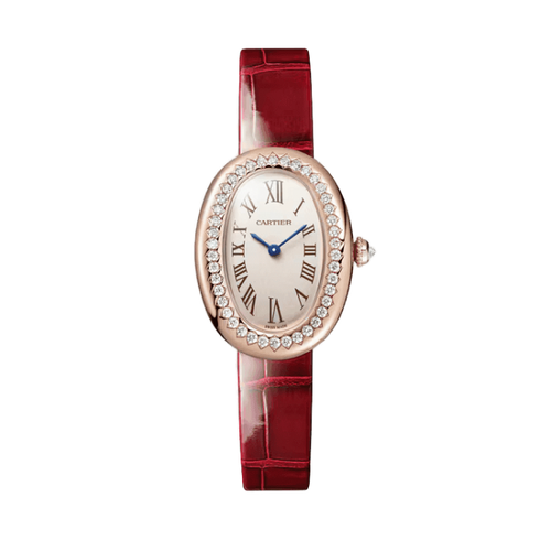Cartier Baignoire Small Silver Yellow Gold Alligator Leather 23.1mm