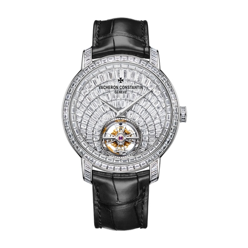 Vacheron Constantin Traditionnelle Tourbillon High Jewellery Diamond Pave White Gold Alligator Leather 41mm