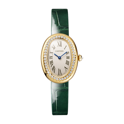 Cartier Baignoire Small Silver Yellow Gold Alligator Leather 23.1mm