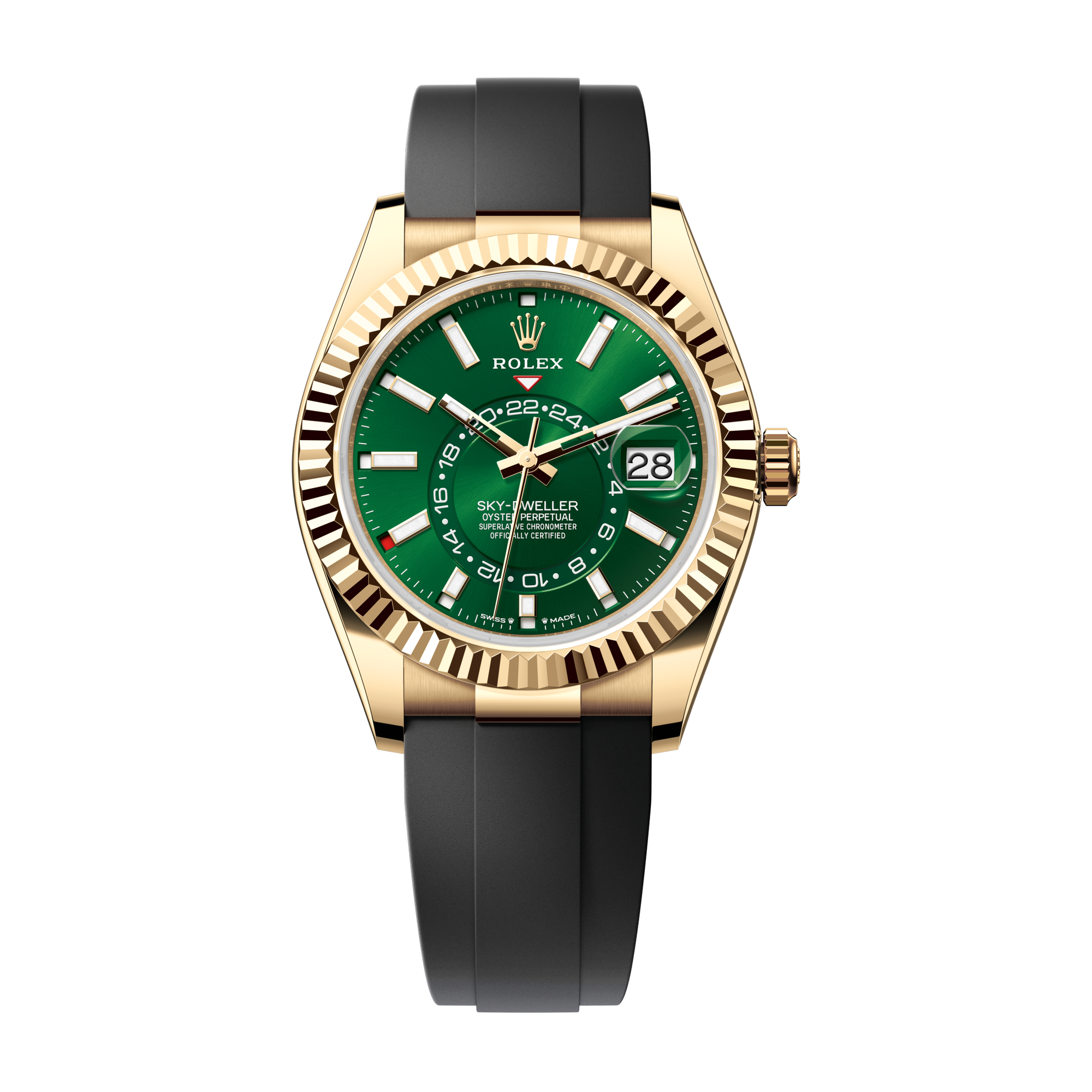 Rolex Sky-Dweller Green Yellow Gold Rubber 42mm