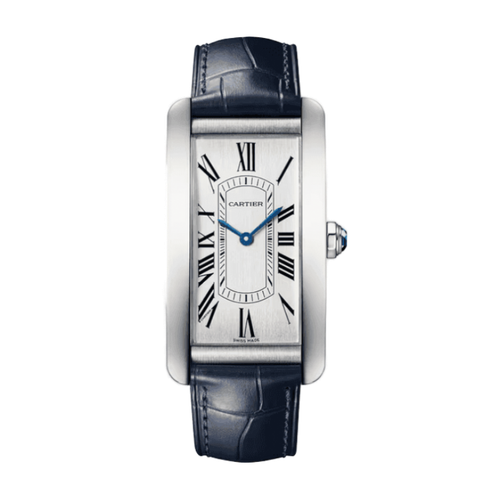 Cartier Tank Américaine Silver Steel Alligator Leather 24.4mm
