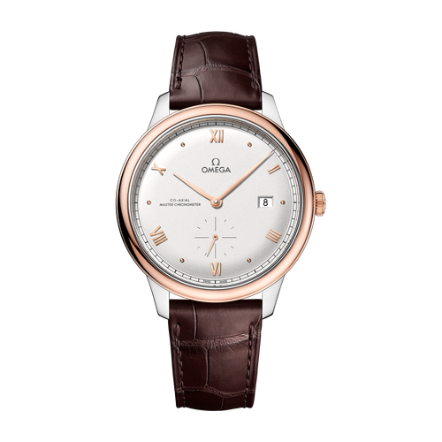 Omega De Ville Prestige Silver Two-Tone Alligator Leather 41mm