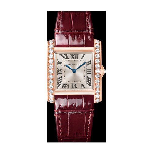 Cartier Tank Française Gold Rose Gold Alligator Leather 27mm