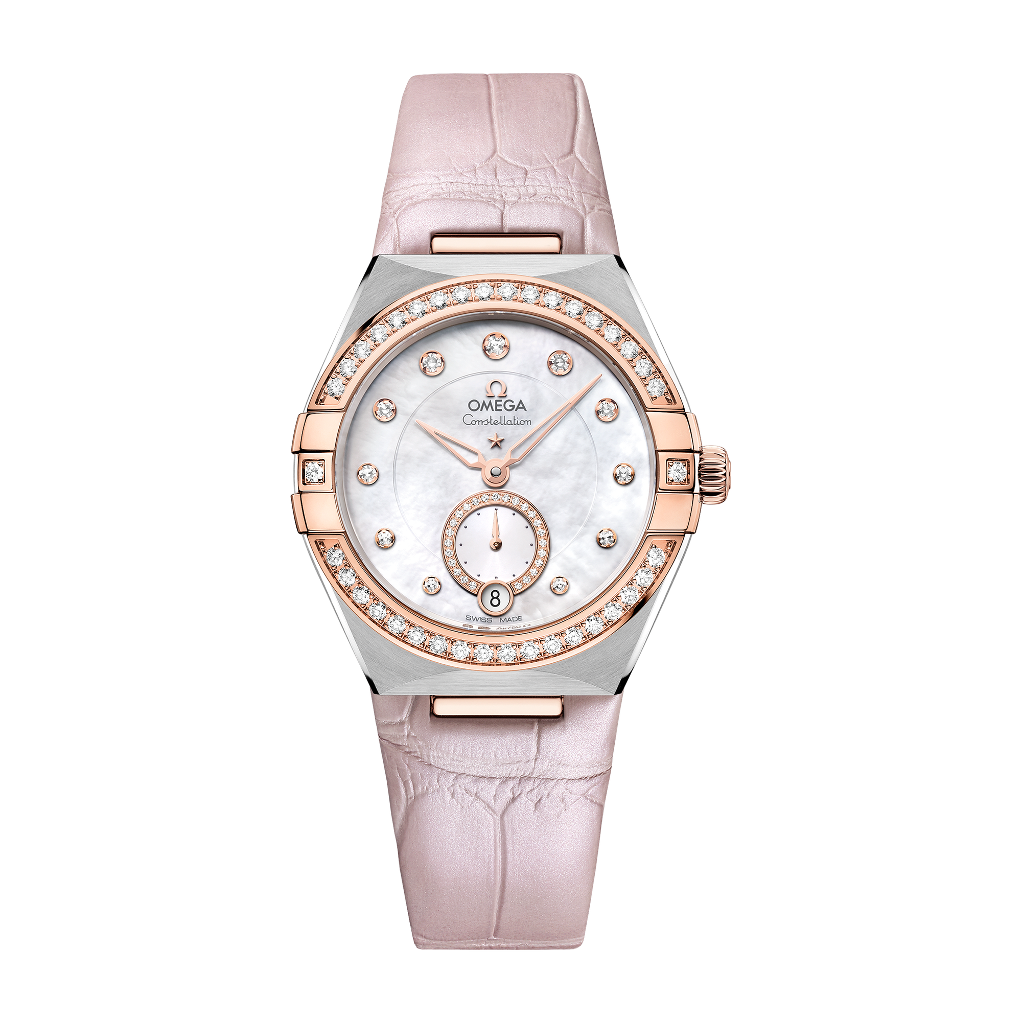 Omega Constellation White Two-Tone Alligator Leather 34mm