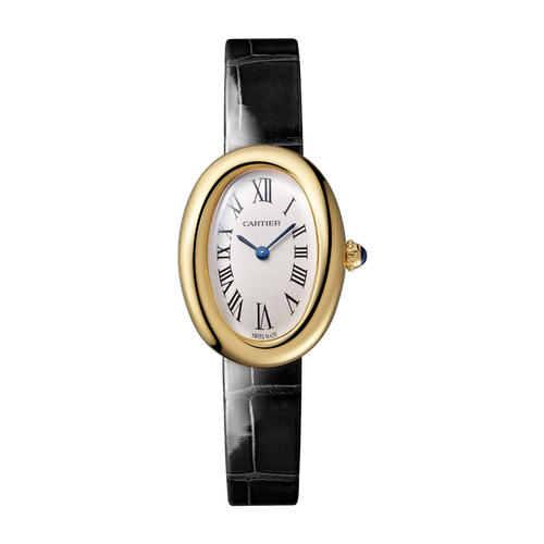 Cartier Baignoire Small Silver Yellow Gold Alligator Leather 23.1mm