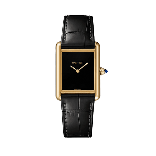 Cartier Tank Louis Cartier Black Yellow Gold Alligator Leather 25.5mm