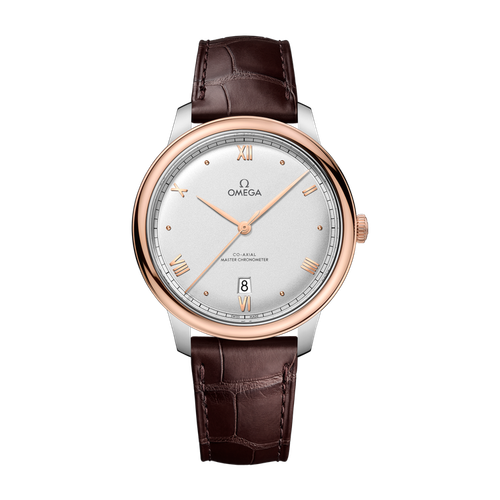 Omega De Ville Prestige Silver Two-Tone Alligator Leather 40mm